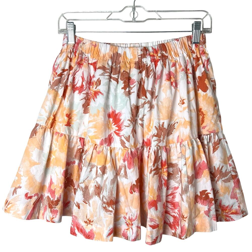 Abercrombie & Fitch Floral Tiered Ruffle Mini Skirt Size Medium Cottagecore Boho